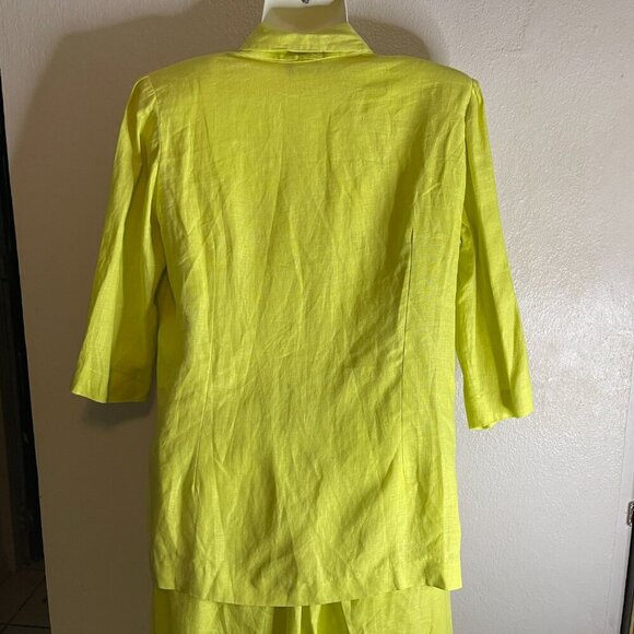 SAB Collections lime green 100% linen button down shirt and pants Size 7-8 - Picture 4 of 9